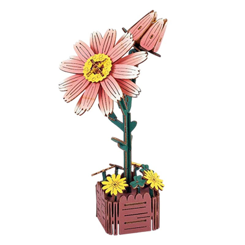 Daisy 3D Flower Wooden Puzzles DIY Laser-Precise Wooden Flowers Model Kit