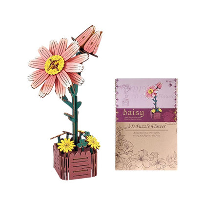 Daisy 3D Flower Wooden Puzzles DIY Laser-Precise Wooden Flowers Model Kit