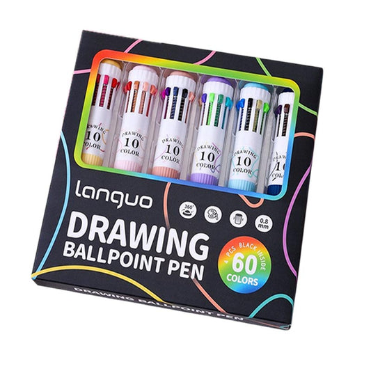 0.8mm Colorful 10-in-1 Drawing Ballpoint Pen 60/120 Colors