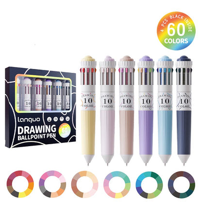 0.8mm Colorful 10-in-1 Drawing Ballpoint Pen 60/120 Colors