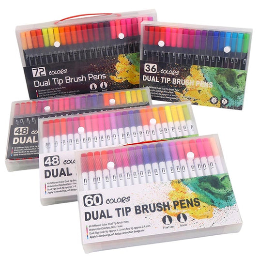 Dual Tip Brush Pens Markers 12/24/36/48/60/72/80/100/120/168 Colors