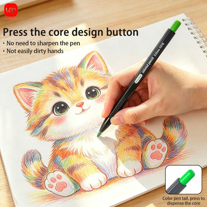 Erasable Colored Pencils Set 12 Colors 3.0mm Pencil Lead (No need to sharpen the pen)