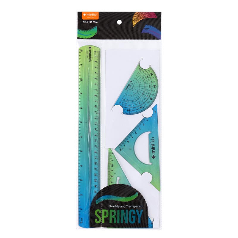 Gradient Color Flexible Ruler Set 15/20/30cm Green/Purple/Yellow