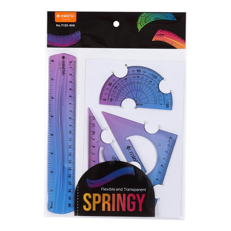 Gradient Color Flexible Ruler Set 15/20/30cm Green/Purple/Yellow