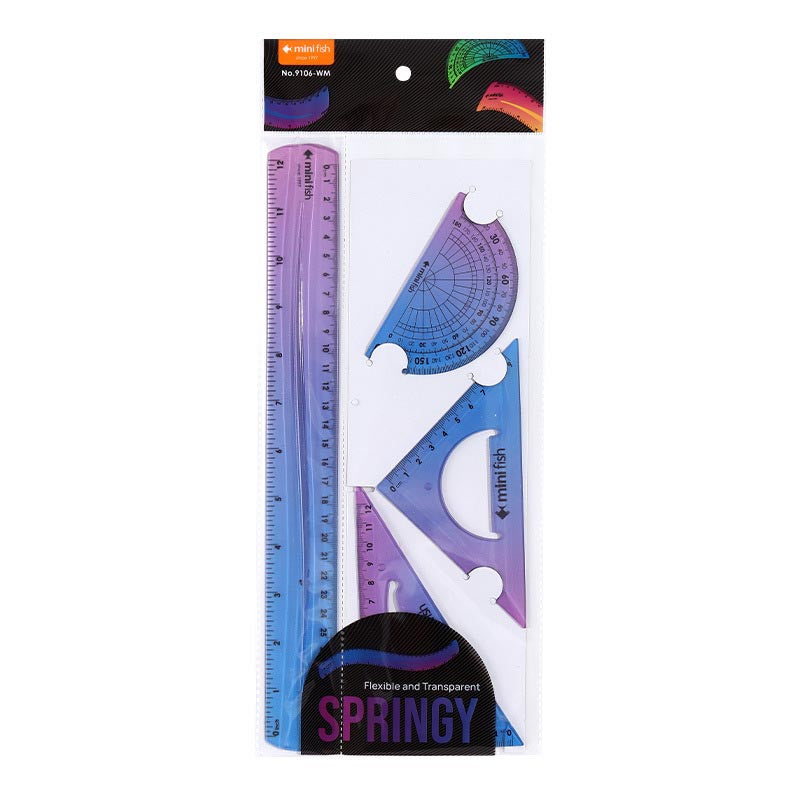 Gradient Color Flexible Ruler Set 15/20/30cm Green/Purple/Yellow