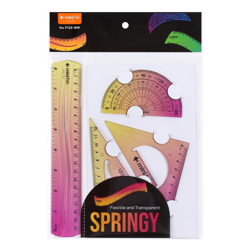 Gradient Color Flexible Ruler Set 15/20/30cm Green/Purple/Yellow