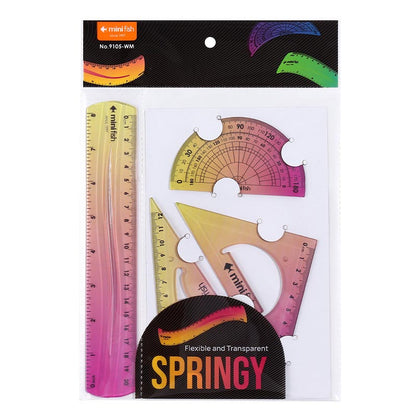 Gradient Color Flexible Ruler Set 15/20/30cm Green/Purple/Yellow