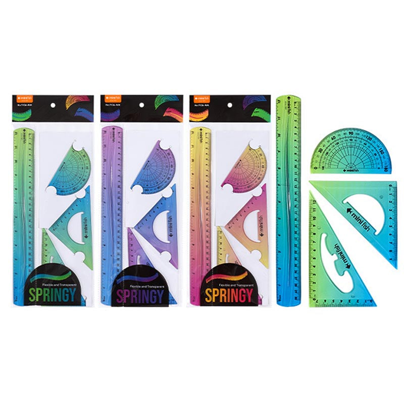 Gradient Color Flexible Ruler Set 15/20/30cm Green/Purple/Yellow