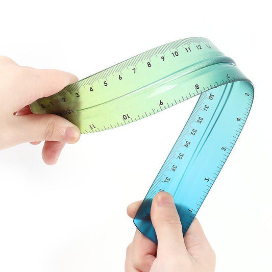 Gradient Color Flexible Ruler Set 15/20/30cm Green/Purple/Yellow