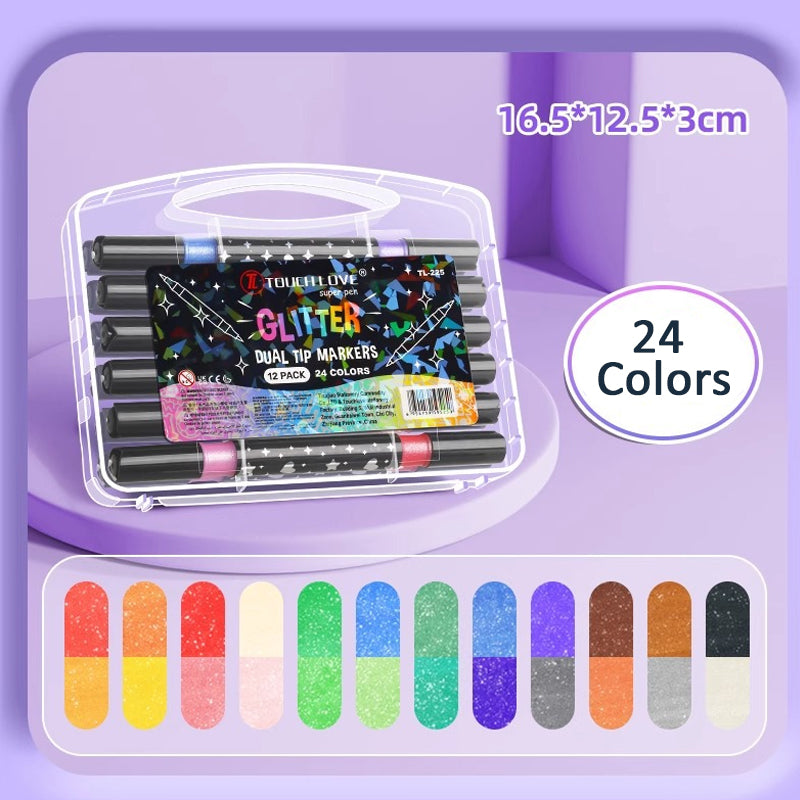 Glitter Dual Tip Pen Markers / Sparkle Shimmer Markers 24/48/72/96 colors