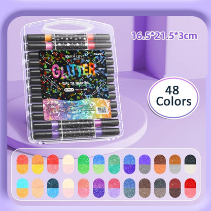 Glitter Dual Tip Pen Markers / Sparkle Shimmer Markers 24/48/72/96 colors