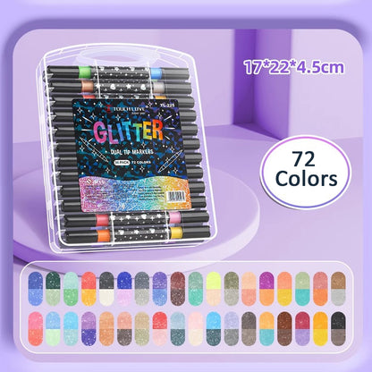 Glitter Dual Tip Pen Markers / Sparkle Shimmer Markers 24/48/72/96 colors
