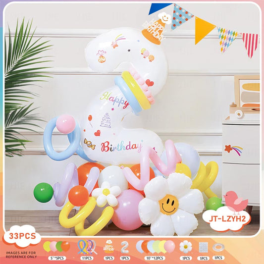 DIY Number Balloon Set [HBA#2] 33Pcs︱Birthday DIY Balloon︱Big Giant Balloon for 1st Birthday Kid's Birthday Anniversary Celebration Party