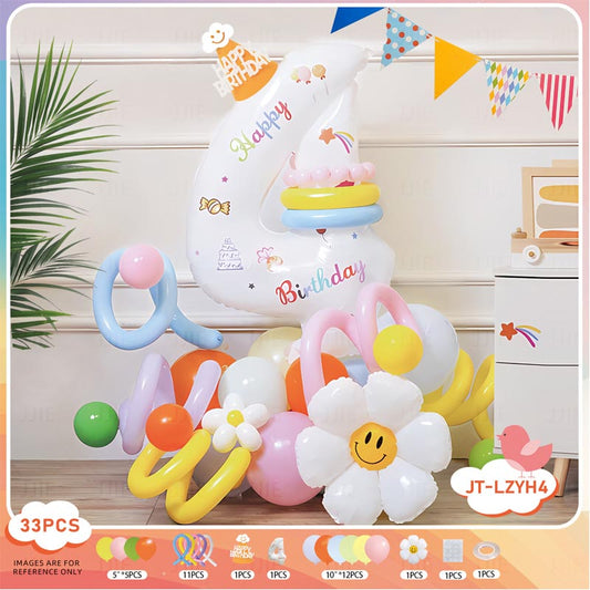 DIY Number Balloon Set [HBA#4] 33Pcs︱Birthday DIY Balloon︱Big Giant Balloon for 1st Birthday Kid's Birthday Anniversary Celebration Party