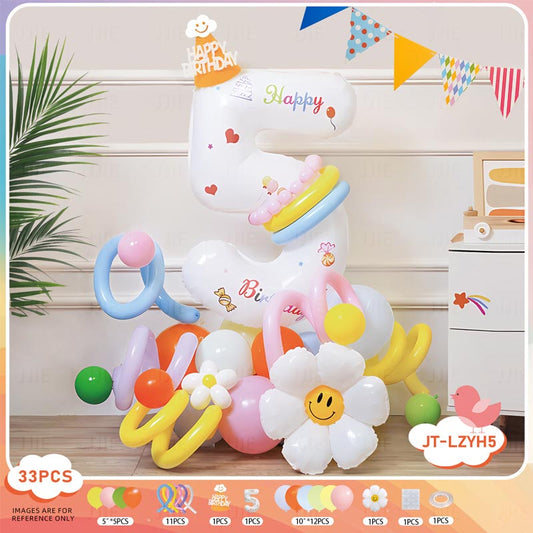 DIY Number Balloon Set [HBA#5] 33Pcs︱Birthday DIY Balloon︱Big Giant Balloon for 1st Birthday Kid's Birthday Anniversary Celebration Party