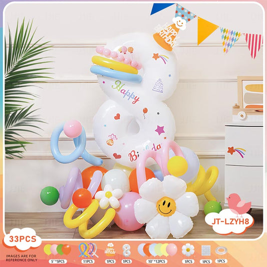 DIY Number Balloon Set [HBA#8] 33Pcs︱Birthday DIY Balloon︱Big Giant Balloon for 1st Birthday Kid's Birthday Anniversary Celebration Party