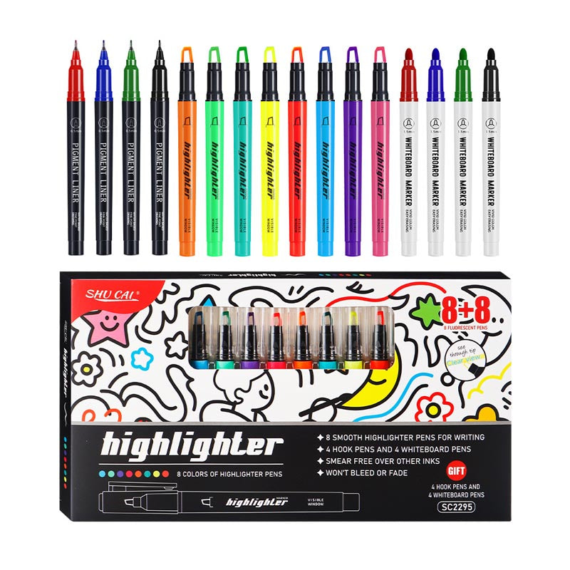 Highlighter Pen Set 16Pcs 8 Colors