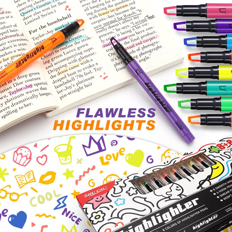 Highlighter Pen Set 16Pcs 8 Colors