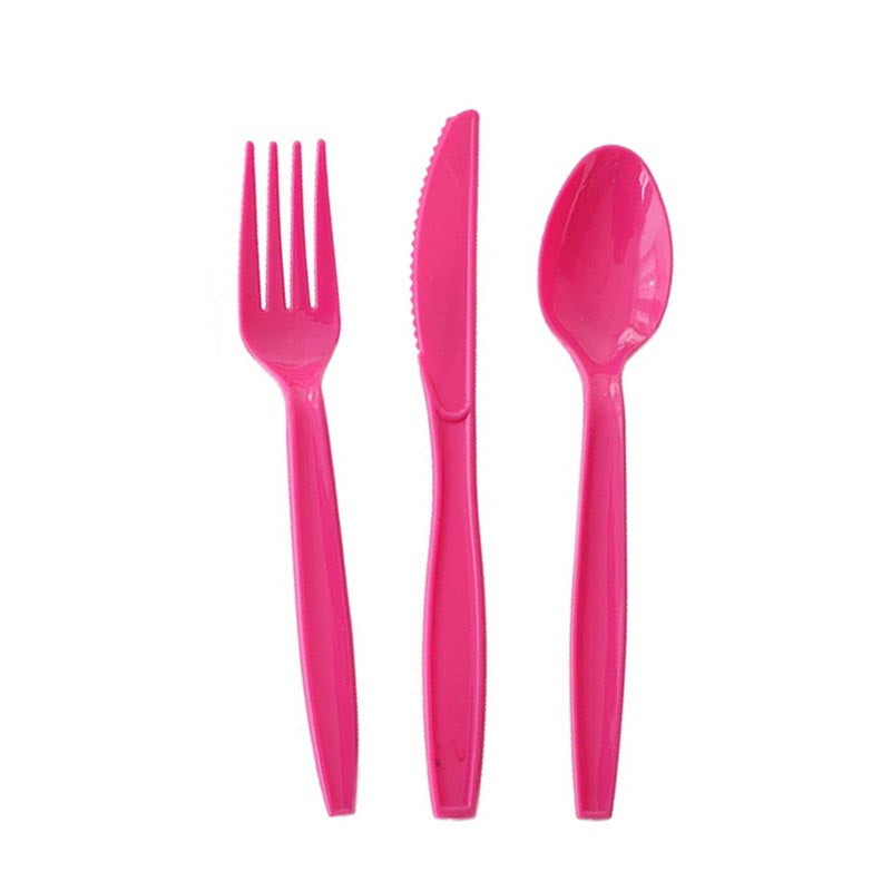 Reusable Plastic Cutlery 50Pcs  HOT PINK