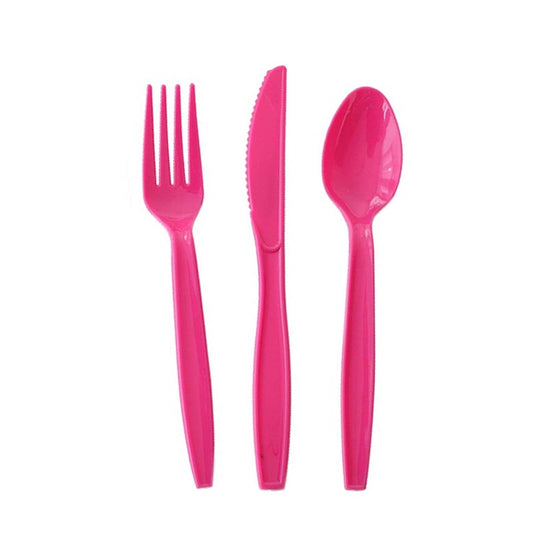 Reusable Plastic Cutlery 50Pcs  HOT PINK