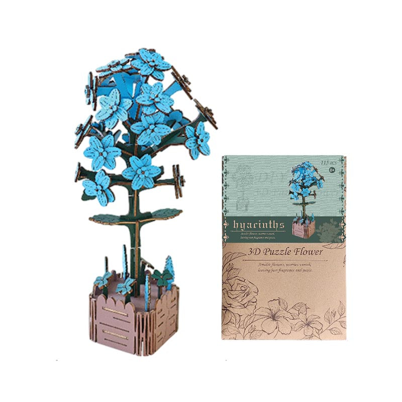 Hyacinth 3D Flower Wooden Puzzles DIY Laser-Precise Wooden Flowers Model Kit