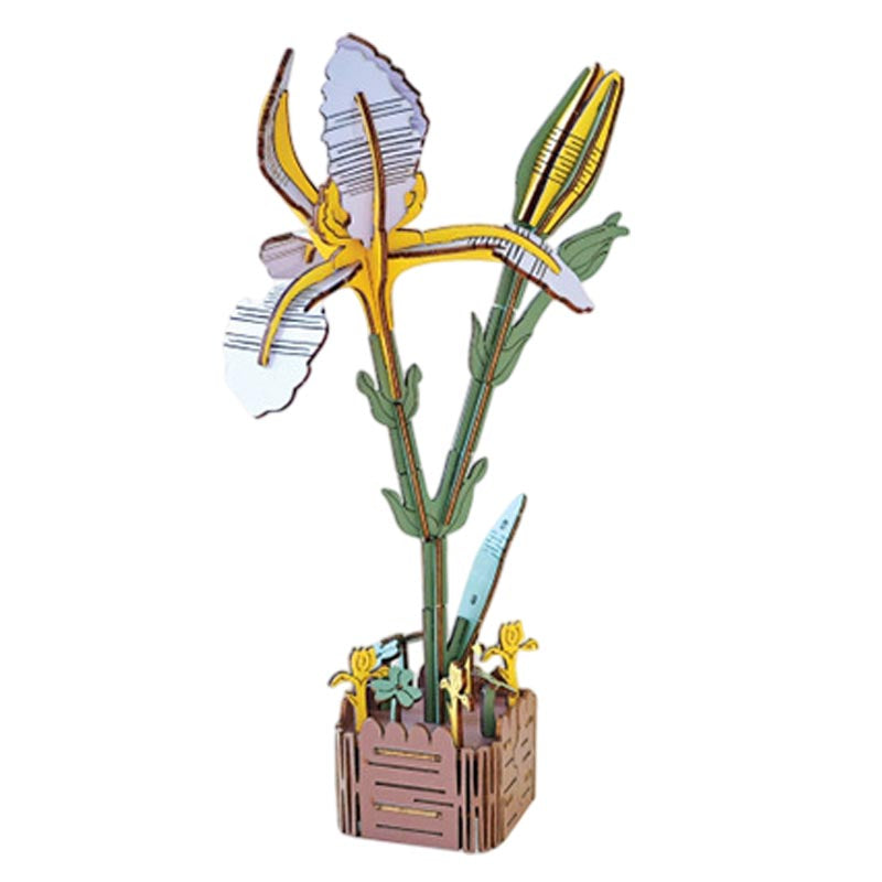 Iris 3D Flower Wooden Puzzles DIY Laser-Precise Wooden Flowers Model Kit