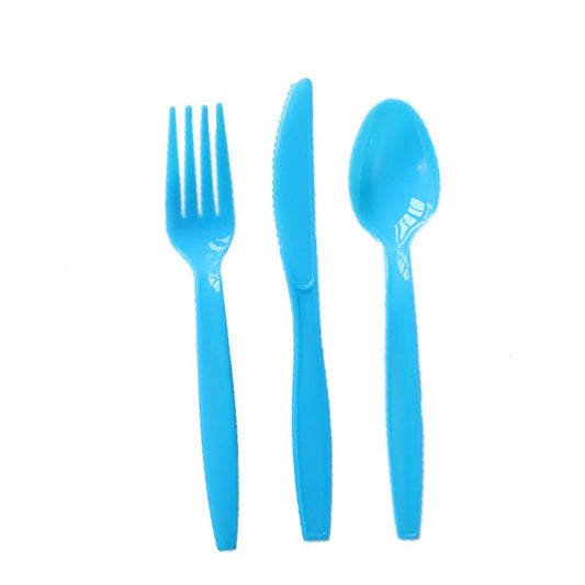 Reusable Plastic Cutlery 50Pcs  LAKE BLUE