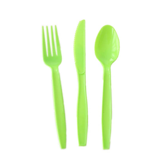 Reusable Plastic Cutlery 50Pcs  LIME GREEN
