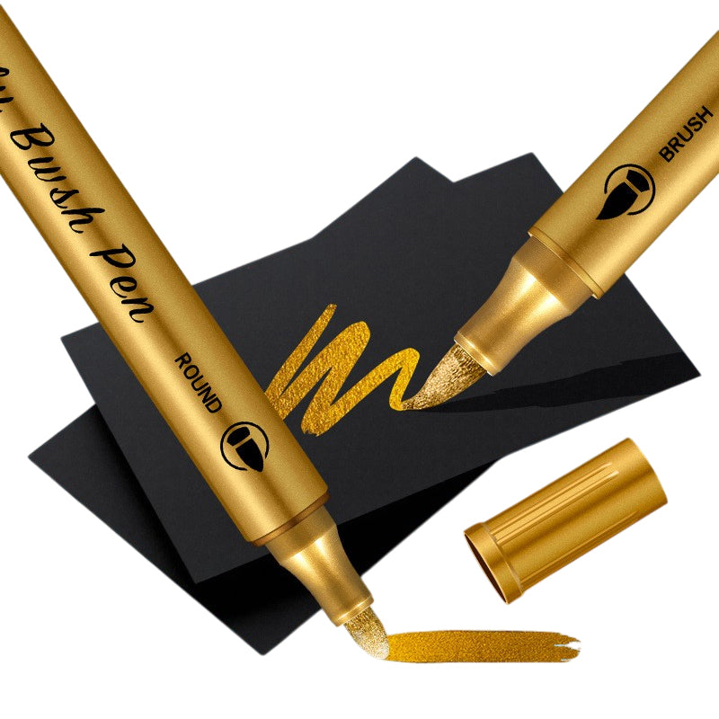 Dual Tip Metallic Brush Pen 1-5mm Acrylic Paint Markers - Professional Paint Pens for Drawing 12/18/30 Colors
