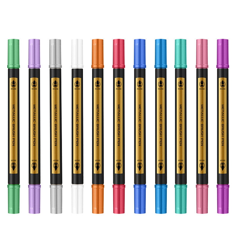 Dual Tip Metallic Brush Pen 1-5mm Acrylic Paint Markers - Professional Paint Pens for Drawing 12/18/30 Colors