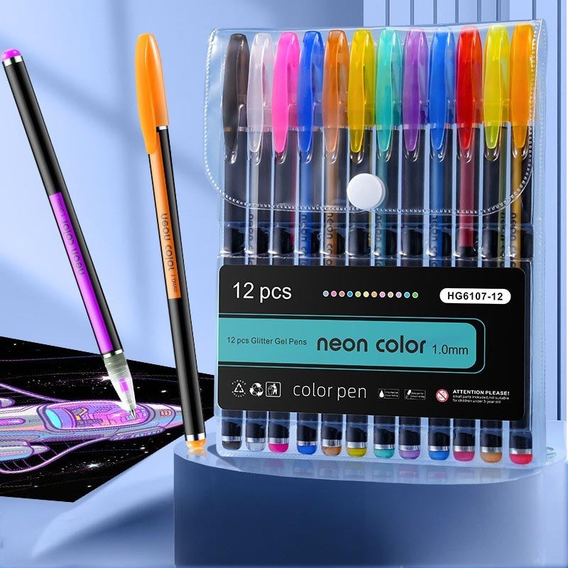 Neon Color 1.0mm Glitter/ Fluorescent/ Gouache/ Metallic Gel Pen Set - Neon Pen/ Color Pen Drawing 12/18/24/36/48/60 Pcs