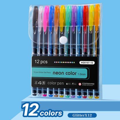 Neon Color 1.0mm Glitter/ Fluorescent/ Gouache/ Metallic Gel Pen Set - Neon Pen/ Color Pen Drawing 12/18/24/36/48/60 Pcs
