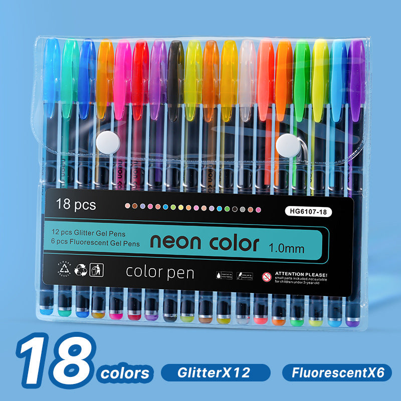 Neon Color 1.0mm Glitter/ Fluorescent/ Gouache/ Metallic Gel Pen Set - Neon Pen/ Color Pen Drawing 12/18/24/36/48/60 Pcs