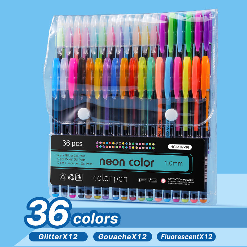 Neon Color 1.0mm Glitter/ Fluorescent/ Gouache/ Metallic Gel Pen Set - Neon Pen/ Color Pen Drawing 12/18/24/36/48/60 Pcs
