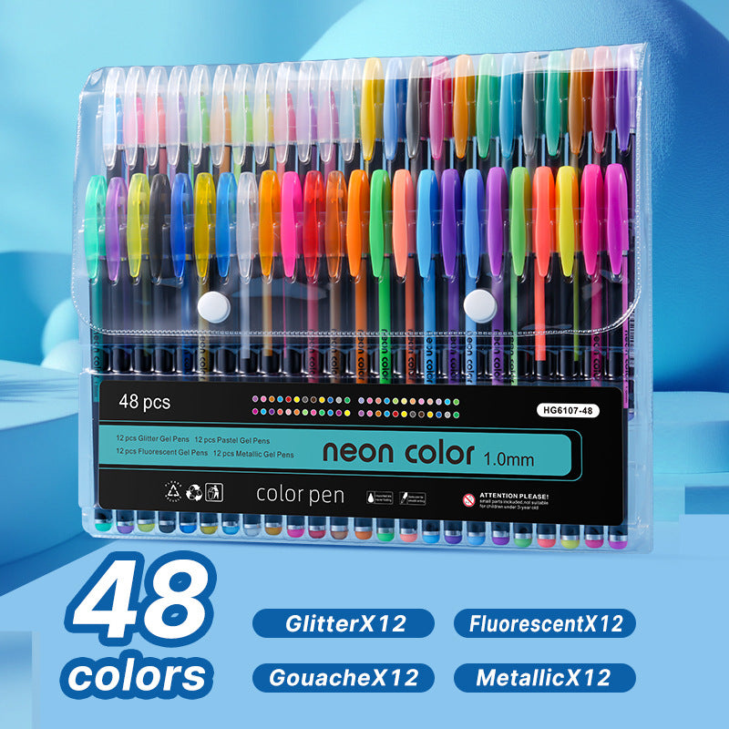 Neon Color 1.0mm Glitter/ Fluorescent/ Gouache/ Metallic Gel Pen Set - Neon Pen/ Color Pen Drawing 12/18/24/36/48/60 Pcs