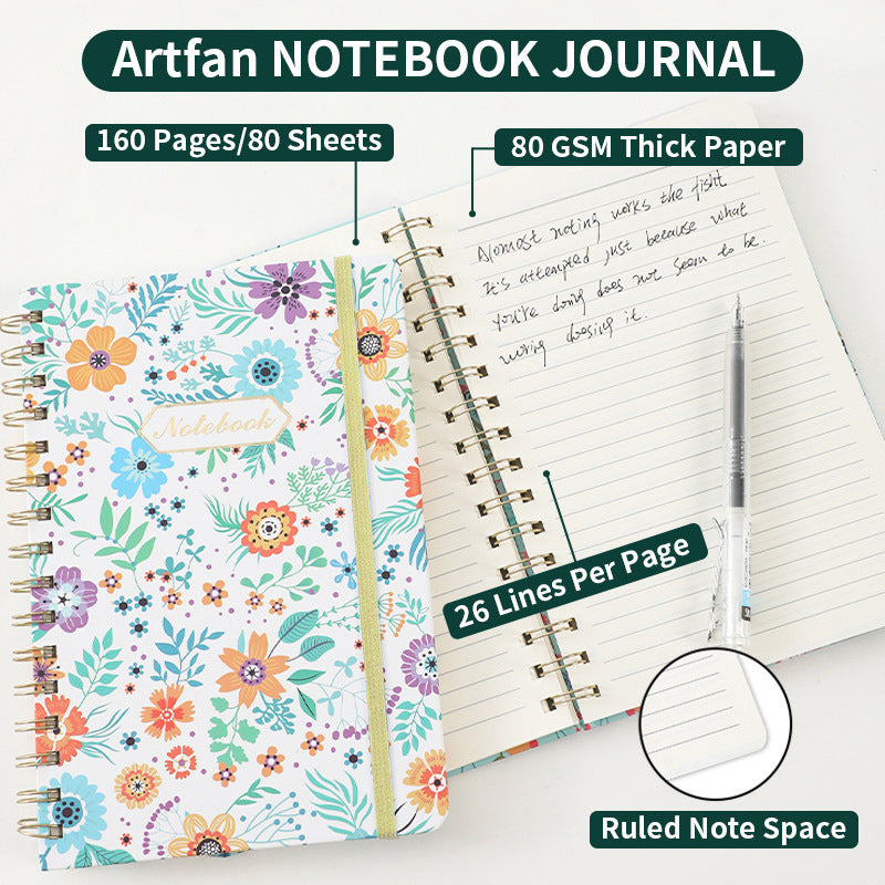 A5 Hardcover 80 Sheets Lined Notebook 80gsm Thick High Quality Paper