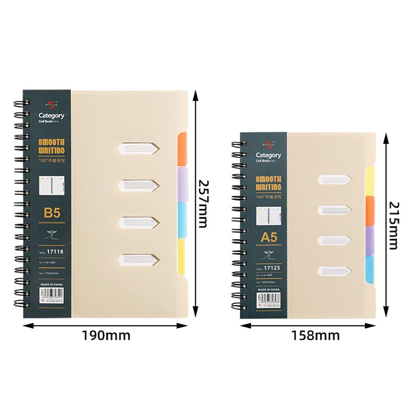 A5/B5 PP Cover Notebook Dividers Lined 105 Sheets 80gsm Paper
