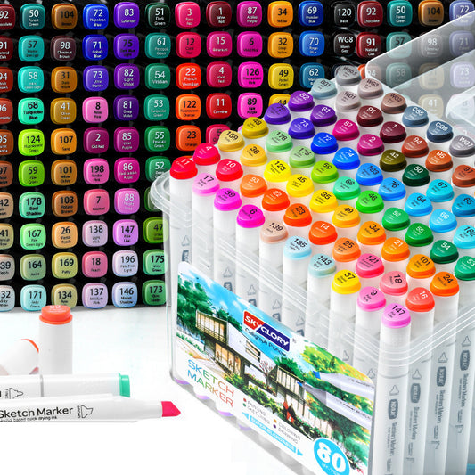 Dual Tip Oil-Based Markers 12/24/36/48/60/80 Colors