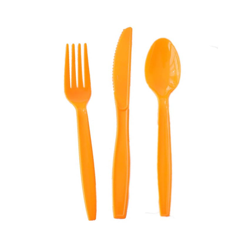 Reusable Plastic Cutlery 50Pcs  ORANGE