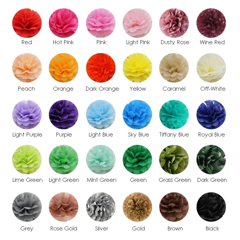 Paper Pom Poms 6"/8"/10"/12"  (Choose Your Own)