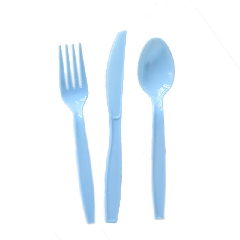 Reusable Plastic Cutlery 50Pcs  PASTEL BLUE