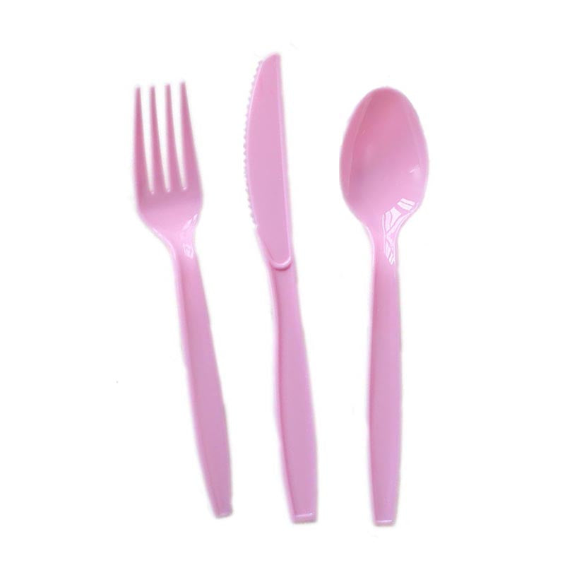 Reusable Plastic Cutlery 50Pcs  PINK