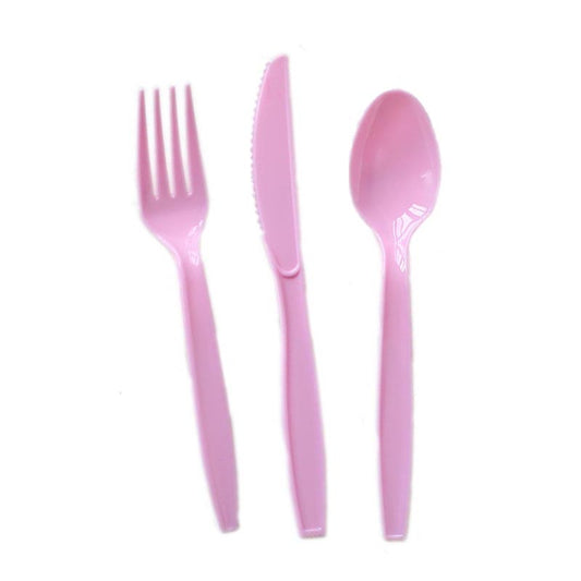 Reusable Plastic Cutlery 50Pcs  PINK