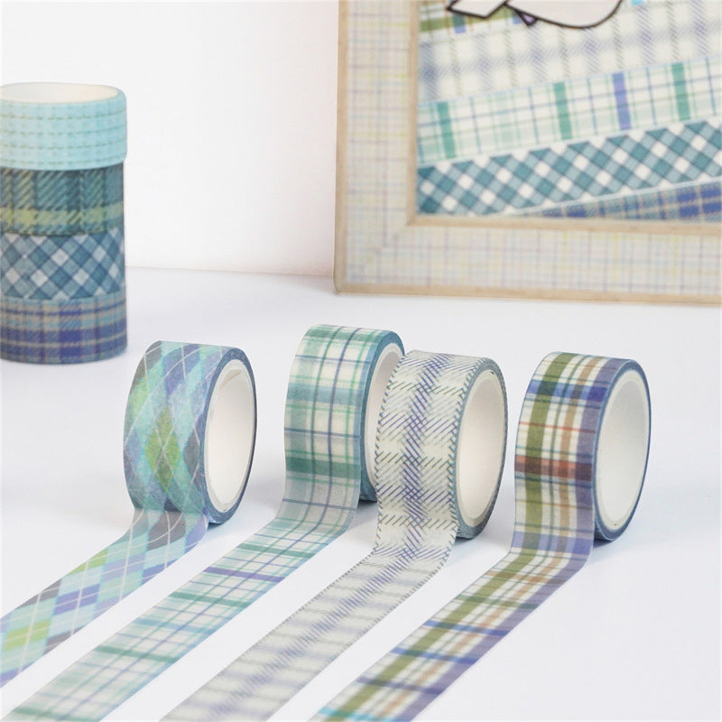 Plaid Washi Tape 15mm*30m 12 Rolls [Blue]