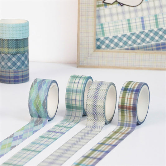 Plaid Washi Tape 15mm*30m 12 Rolls [Blue]