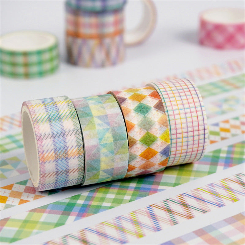 Plaid Washi Tape 15mm*30m 12 Rolls [Multi-colored]