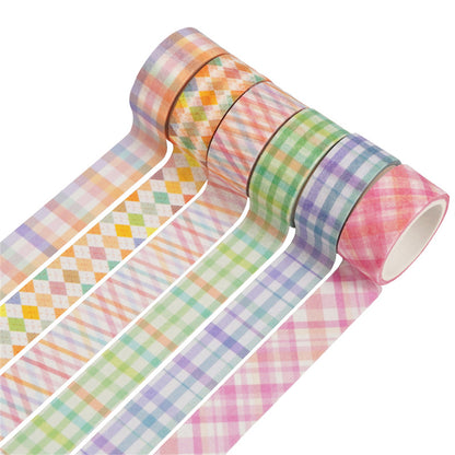 Plaid Washi Tape 15mm*30m 12 Rolls [Multi-colored]