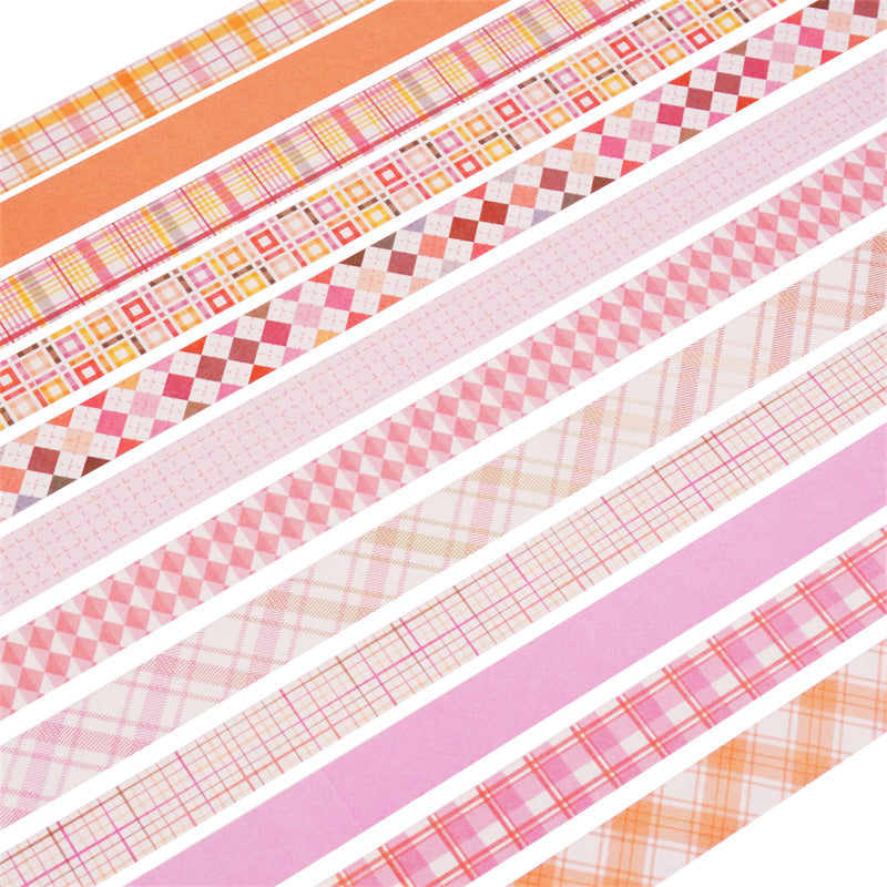 Plaid Washi Tape 15mm*30m 12 Rolls [Pink]