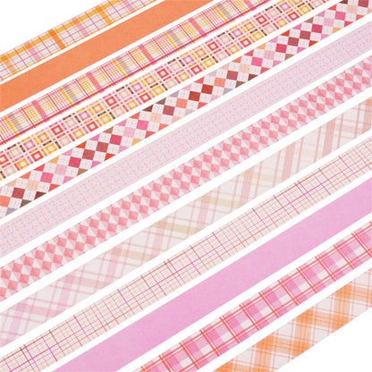 Plaid Washi Tape 15mm*30m 12 Rolls [Pink]