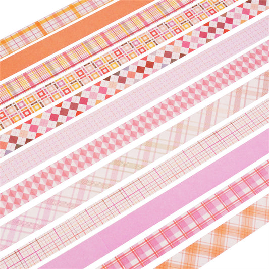 Plaid Washi Tape 15mm*30m 12 Rolls [Pink]